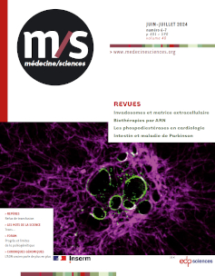 Photo de couverture : Les cellules dérivées cancer du sein ont été cultivées sur une matrice fibrillaire de
collagène (magenta). La protéine TKS5 (en vert) a été marquée par la technique d’immunofluorescence
pour révéler les invadopodes qui se forment au contact avec les fibres de collagène et qui les dégradent,
permettant aux cellules tumorales de se disséminer au sein des tissus (© Pedro Monteiro, Cécile Gamblin
et Philippe Chavrier. Institut Curie, CNRS UMR144, Paris, France).
